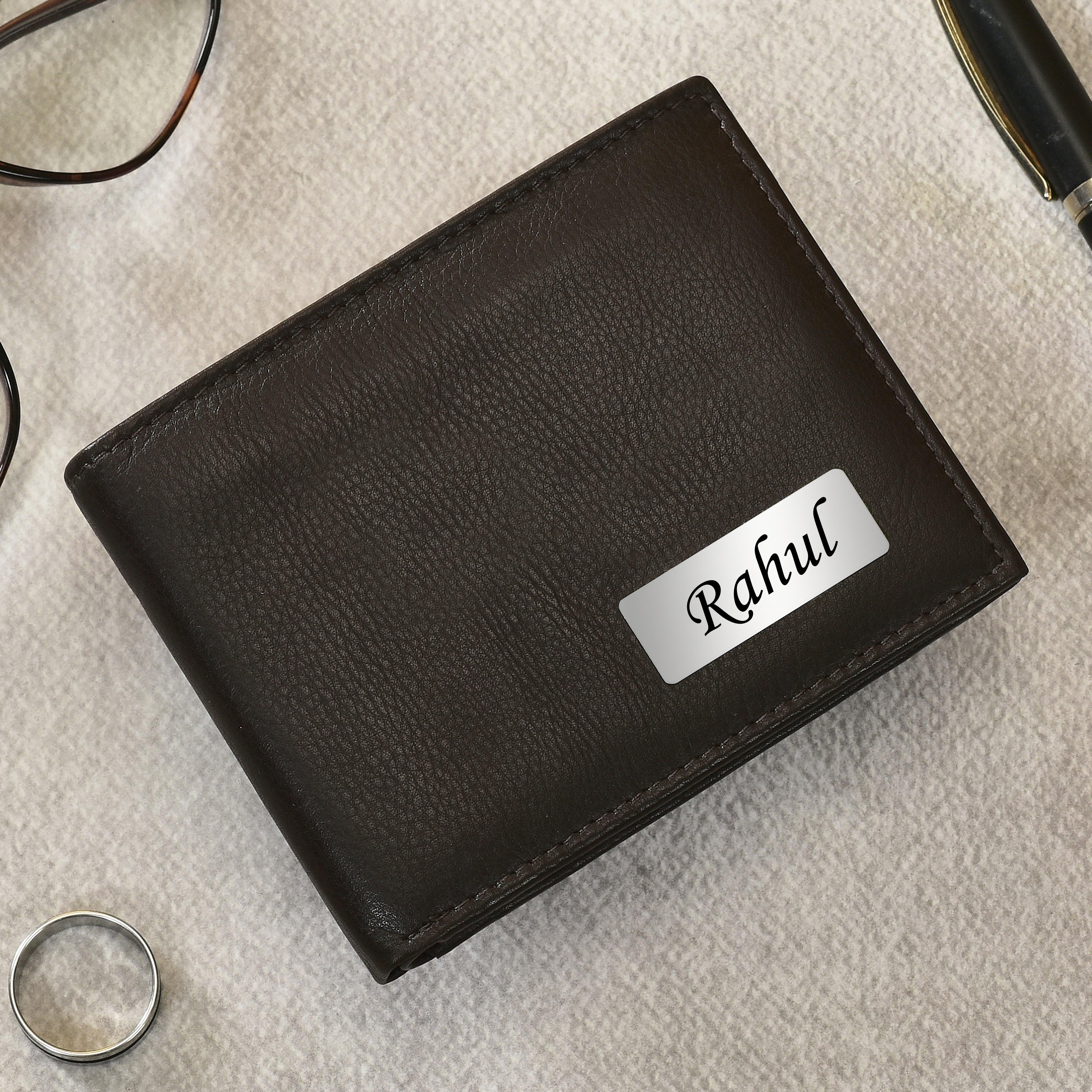 Personalized Genuine Leather Name Men's Wallet | Customized Gift for Boyfriend Friend Husband Father & Son (STYLE ID #21)