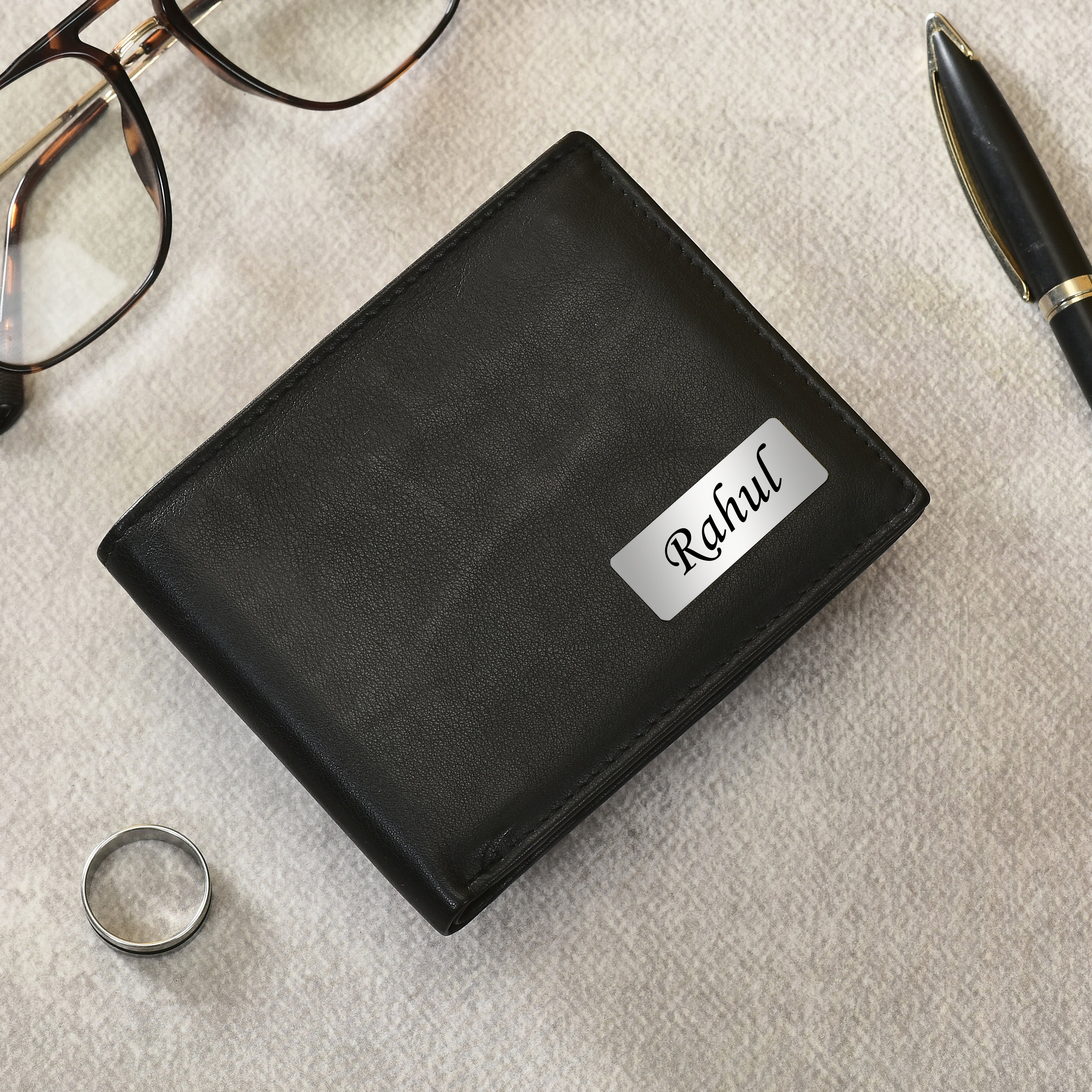 Personalized Genuine Leather Name Men's Wallet | Customized Gift for Boyfriend Friend Husband Father & Son (STYLE ID #21)