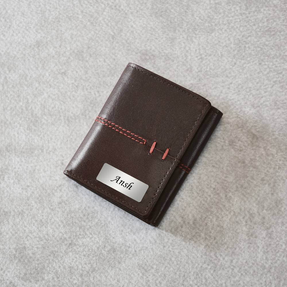 Personalized Genuine Leather Men's Tri Fold Wallet (STYLE ID #11)