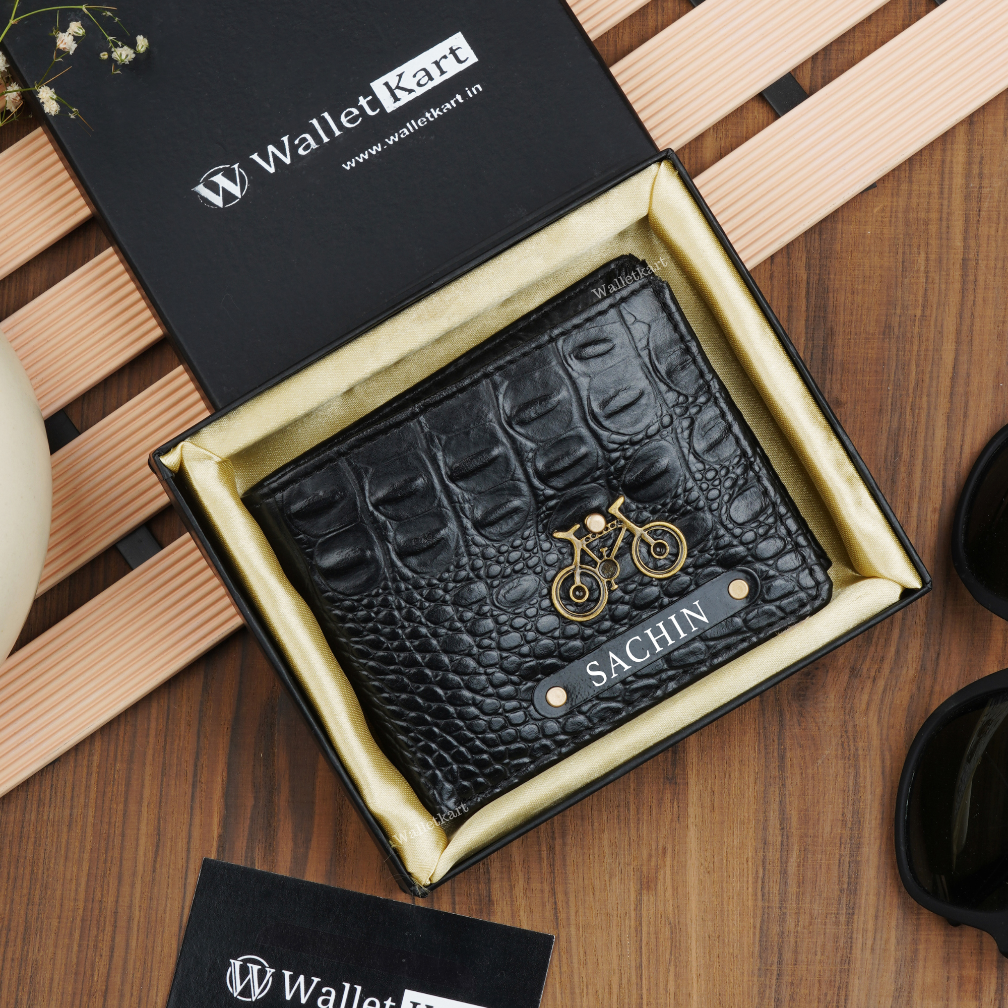 Personalized Crocodile Leather Name Men's Wallet | Best Customized Gift for Boyfriend Husband Father & Son