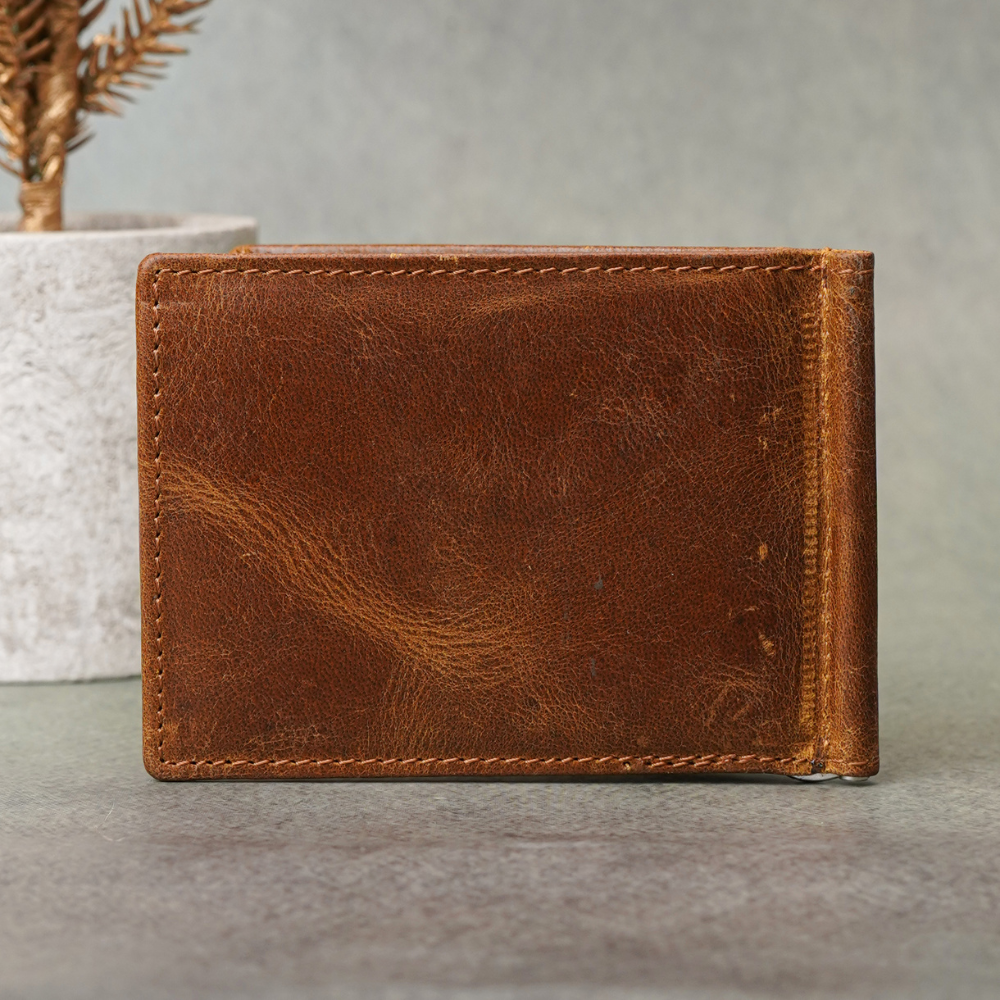 Custom Genuine Leather Men’s Money Clipper Wallet  – Personalised Cash & Card Holder for Him (STYLE ID #31)