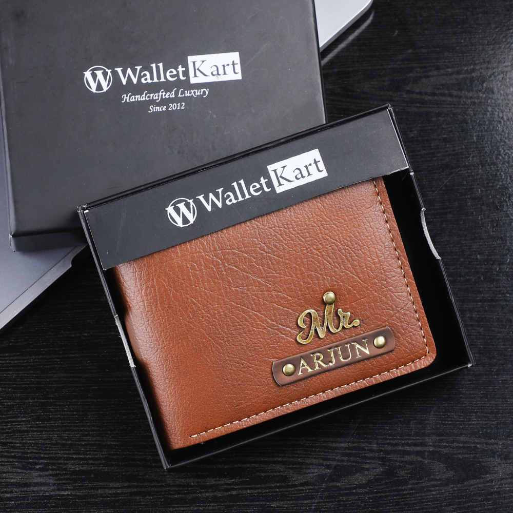 Customized Leather Men's  Wallet with Name and Charm