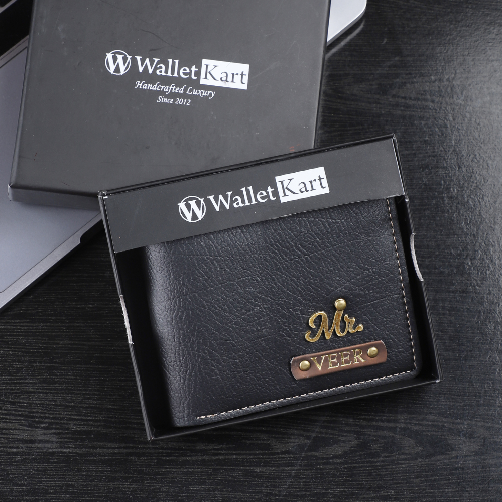 Customized Leather Men's  Wallet with Name and Charm