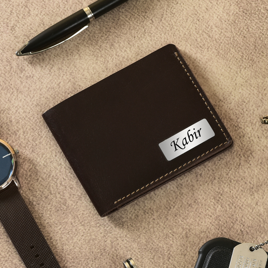Personalized Genuine Leather Name Men's Wallet | Customised Gift for Boyfriend Friend Husband Father & Son (STYLE ID #17)