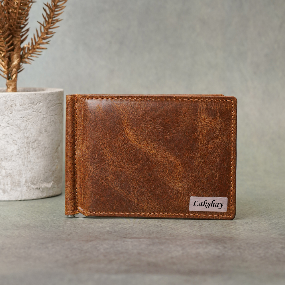 Custom Genuine Leather Men’s Money Clipper Wallet  – Personalised Cash & Card Holder for Him (STYLE ID #31)