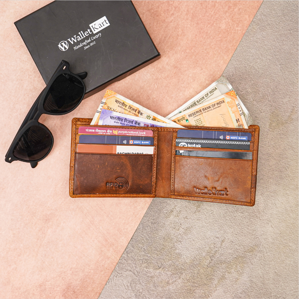 Customised Genuine Leather Men’s  RFID Protected Wallet  (STYLE ID #32)